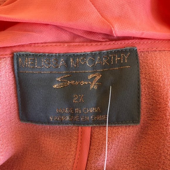 Melissa McCarthy Seven7 Orange Open Front Lightweight Spring Jacket w/Pockets - Picture 9 of 10